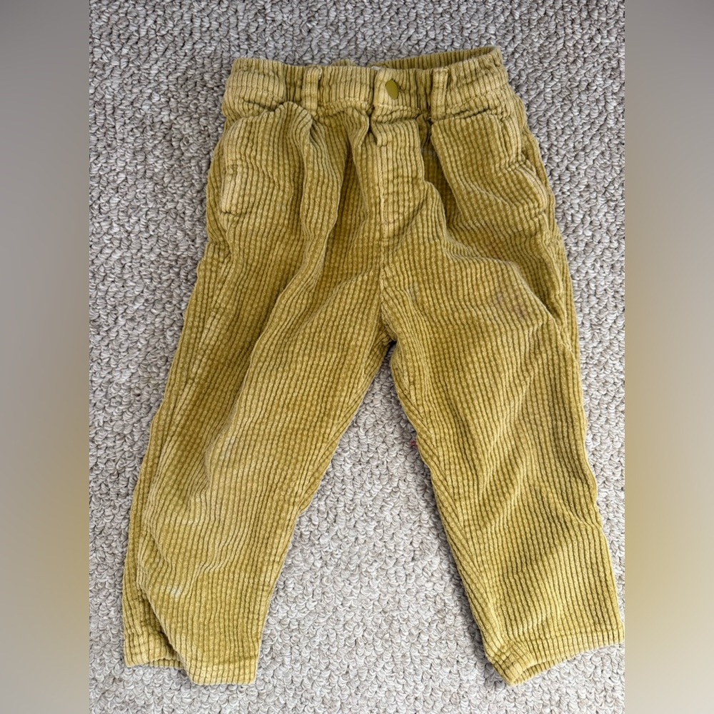 Zara Kids chartreuse Yellow Corduroy Pants